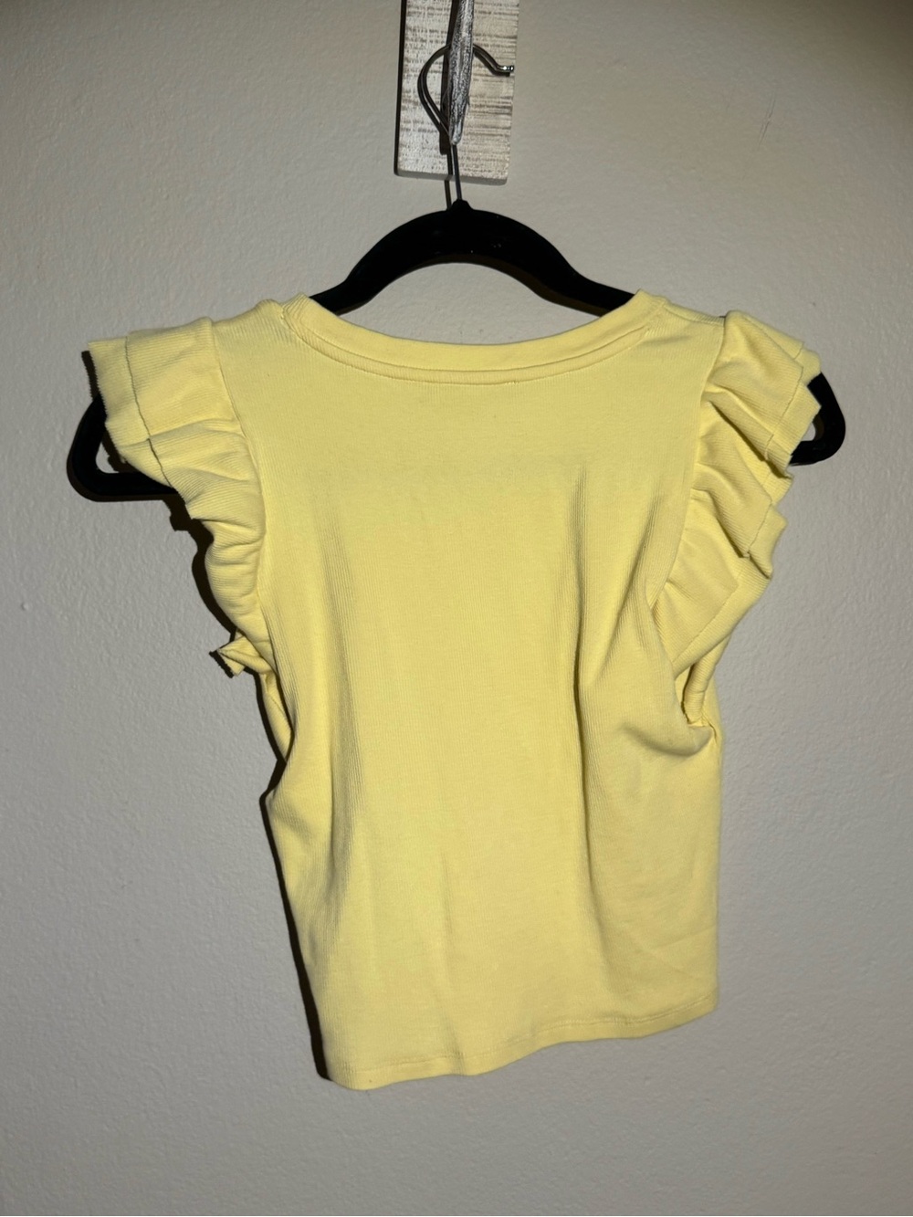 ZARA Pale Yellow Ruffle Sleeve Ribbed Tank - Picture 3 of 3